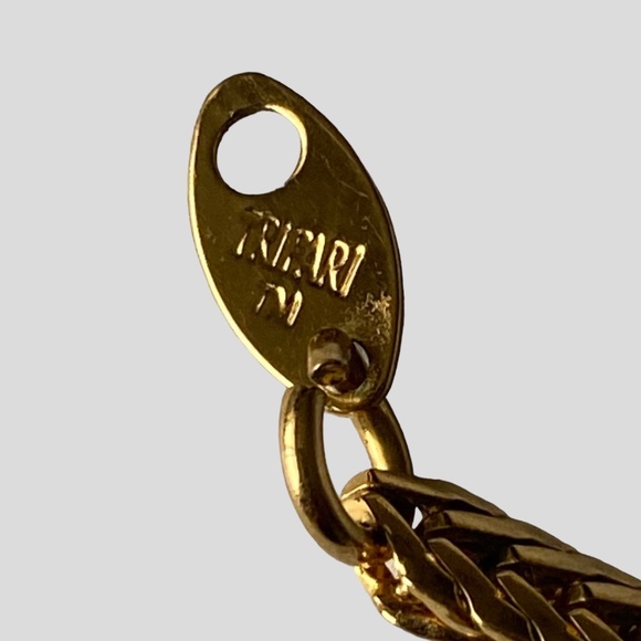 TRIFARI TM Gold Tone Burgundy Enamel Floral Necklace & Earrings Set Demi Parure - Picture 7 of 7